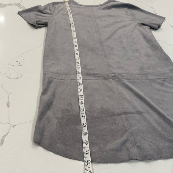 Akira Chicago Black Label Gray Faux Suede Boho Pullover Shift Dress Mini Size S - Picture 11 of 11